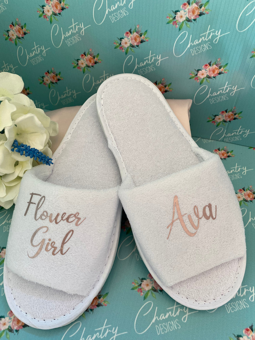 Personalised Flower Girl Spa Slippers