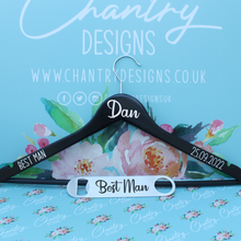 Load image into Gallery viewer, Mens Personalised Wedding Party Hanger - Black