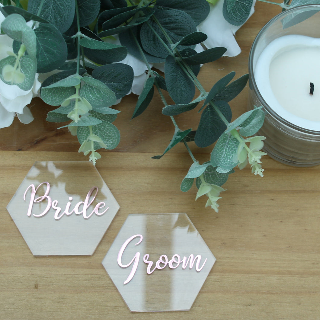 Personalised Name Setting / Place Card Acrylic Hexagon